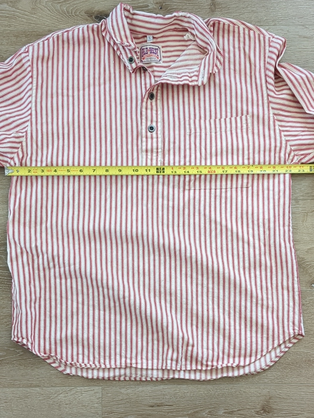 Vintage Old West Outfitters Ticking Stripe Cotton Button Pullover Shirt Large - Picture 4 of 8